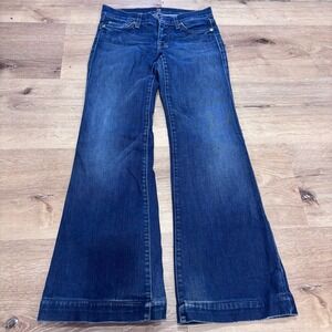 7 For All Mankind Women's Dark Blue Wide Leg Jeans